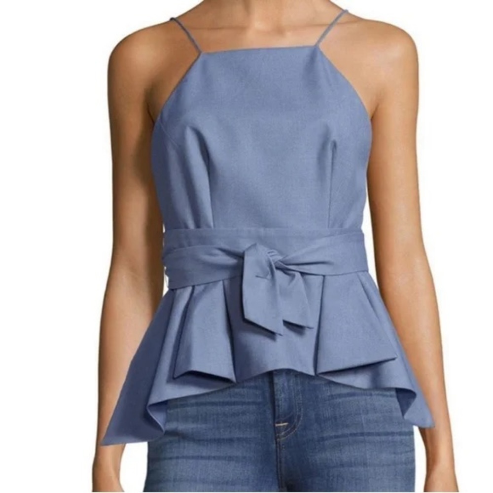 C/MEO Collective Peplum Top Light Blue Small